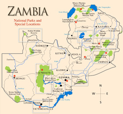 This is a map of Zambia.